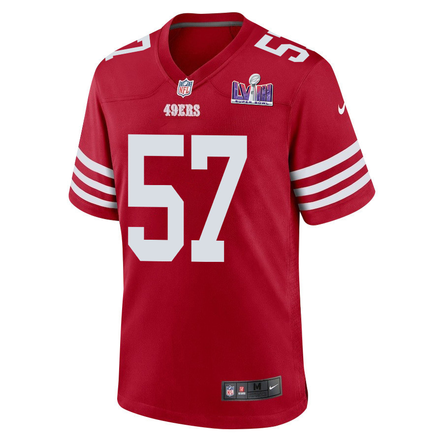 Dre Greenlaw 57 San Francisco 49ers Super Bowl LVIII Patch Game Men Jersey - Scarlet