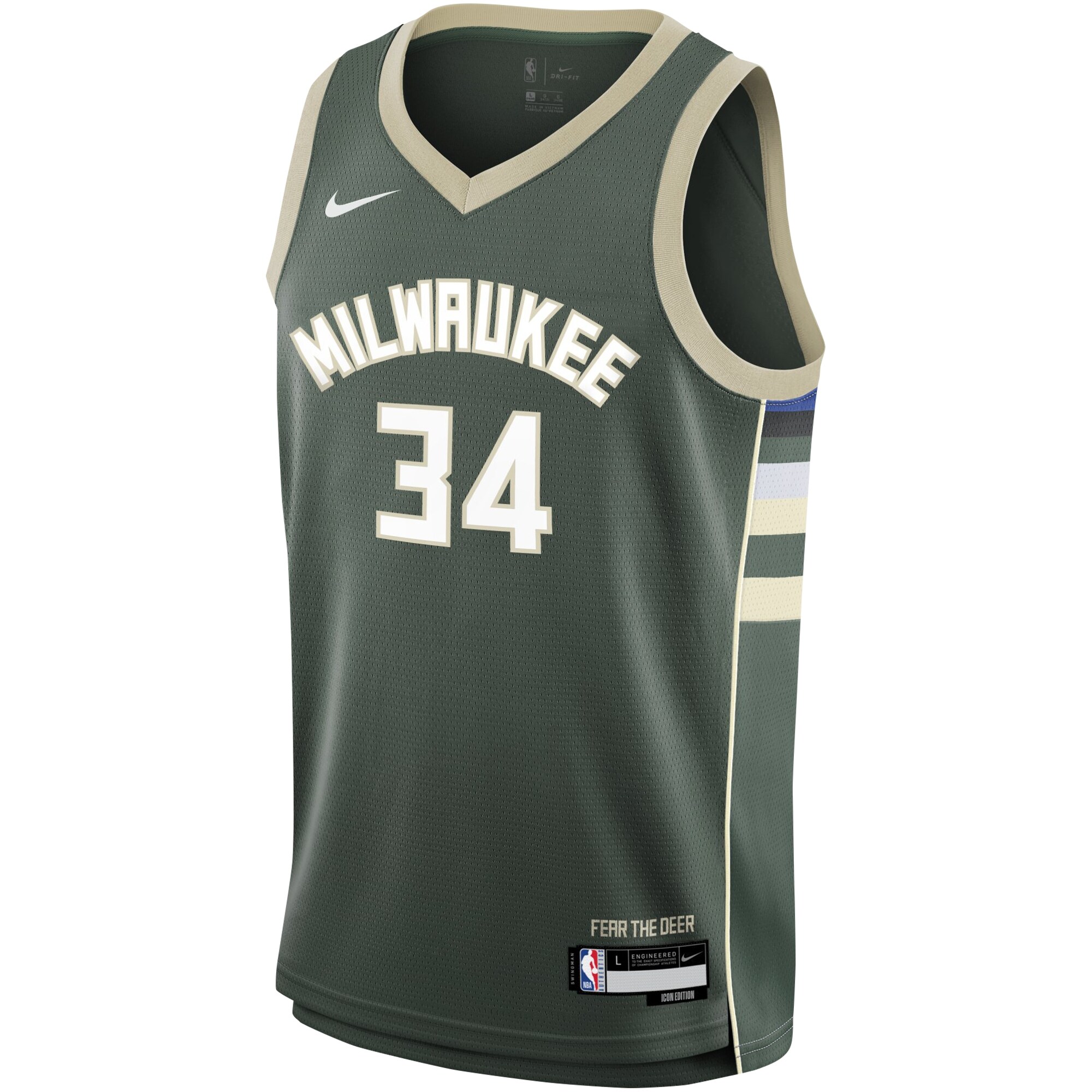 Giannis Antetokounmpo Milwaukee Bucks Youth Swingman Jersey - Icon Edition - Hunter Green