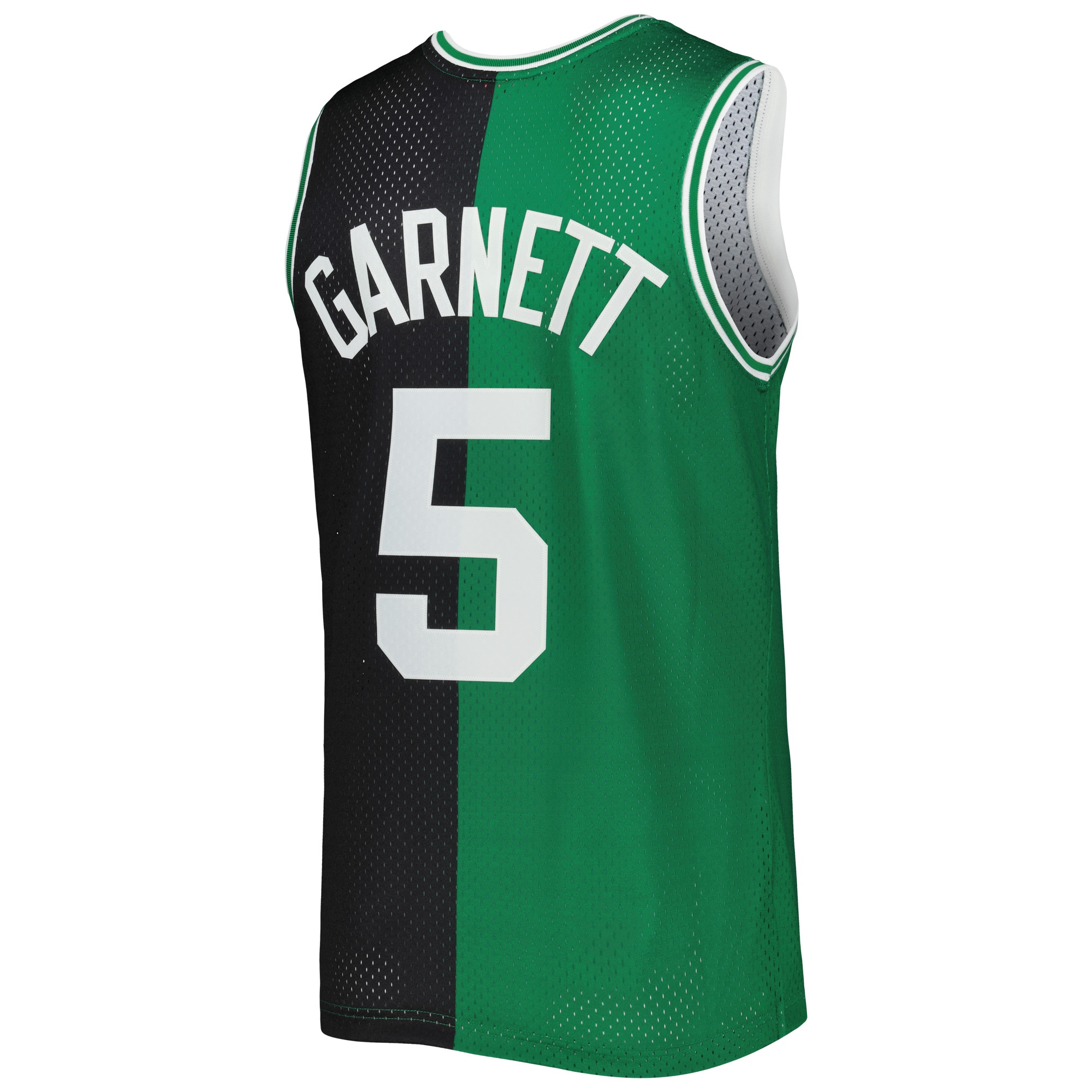 Kevin Garnett Boston Celtics Mitchell & Ness Hardwood Classics 2007\/08 Split Swingman Jersey - Black\/Kelly Green