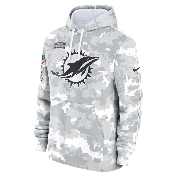 Miami Dolphins 2024 Salute to Service Club Fleece Pullover Hoodie - Arctic Camo