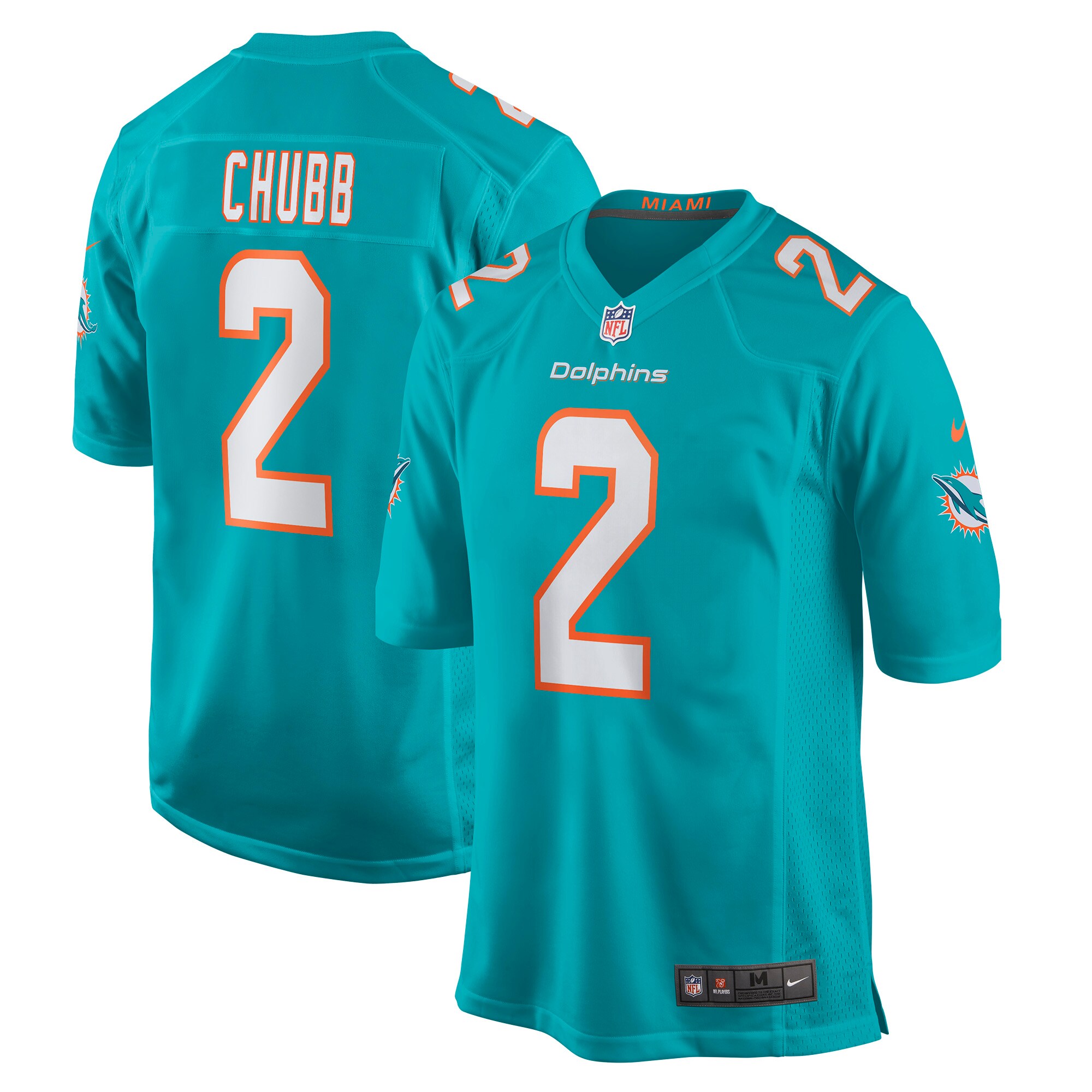 Bradley Chubb Miami Dolphins  Game Player Jersey - Aqua
