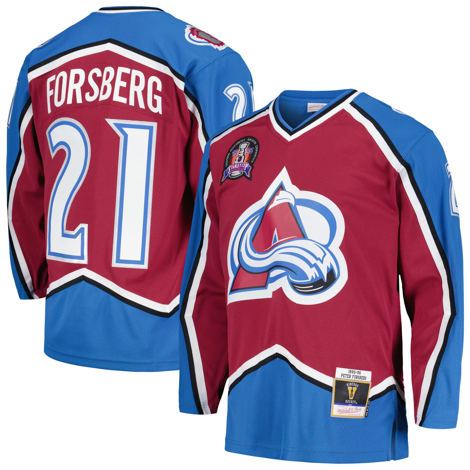Peter Forsberg Colorado Avalanche Mitchell & Ness 1995\/96 Blue Line Player Jersey - Burgundy