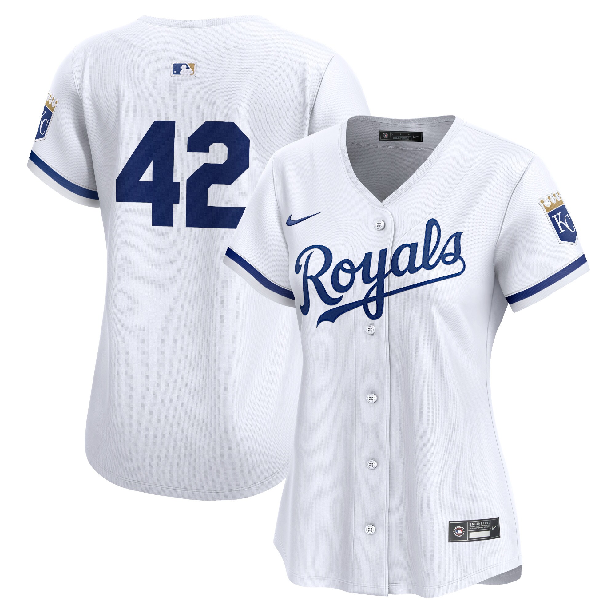 Kansas City Royals Women's 2024 Jackie Robinson Day Home Limited Jersey White