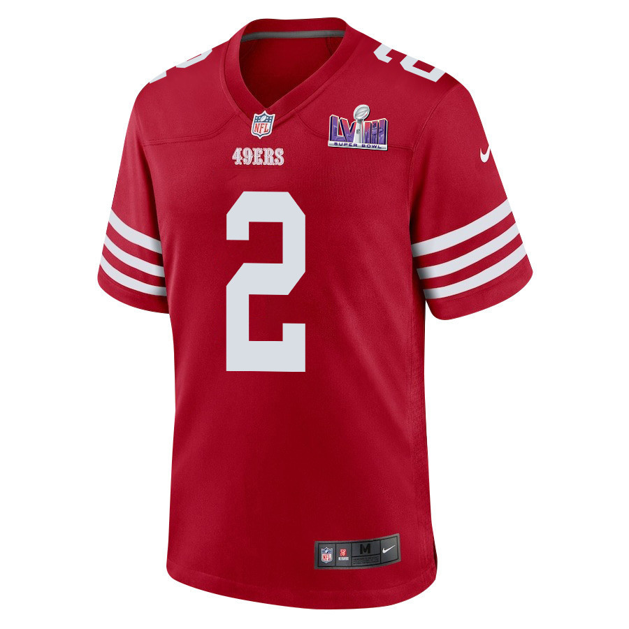 Deommodore Lenoir 2 San Francisco 49ers Super Bowl LVIII Patch Game Men Jersey - Scarlet
