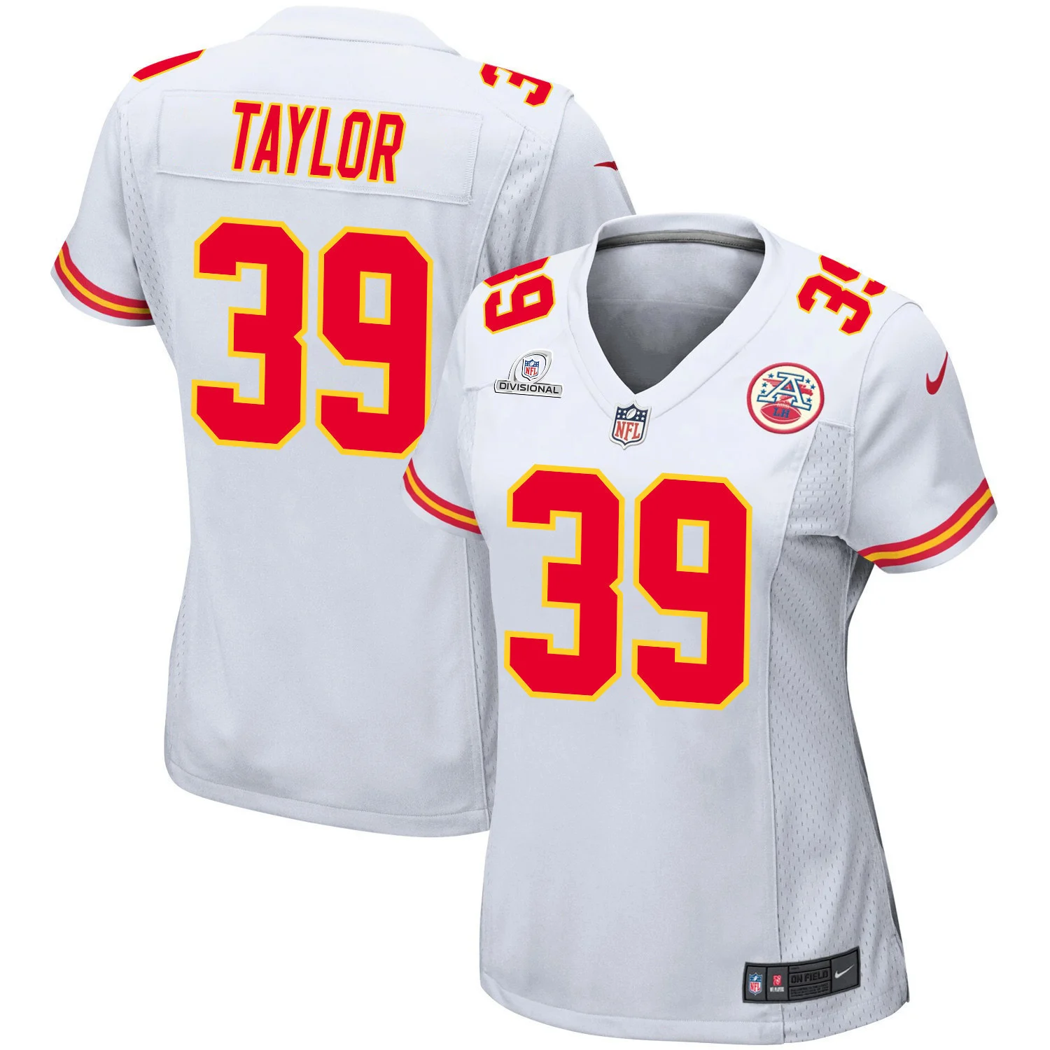 Keith Taylor 39 Kansas City Chiefs Super Bowl LVIII Patch Game Women Jersey - White