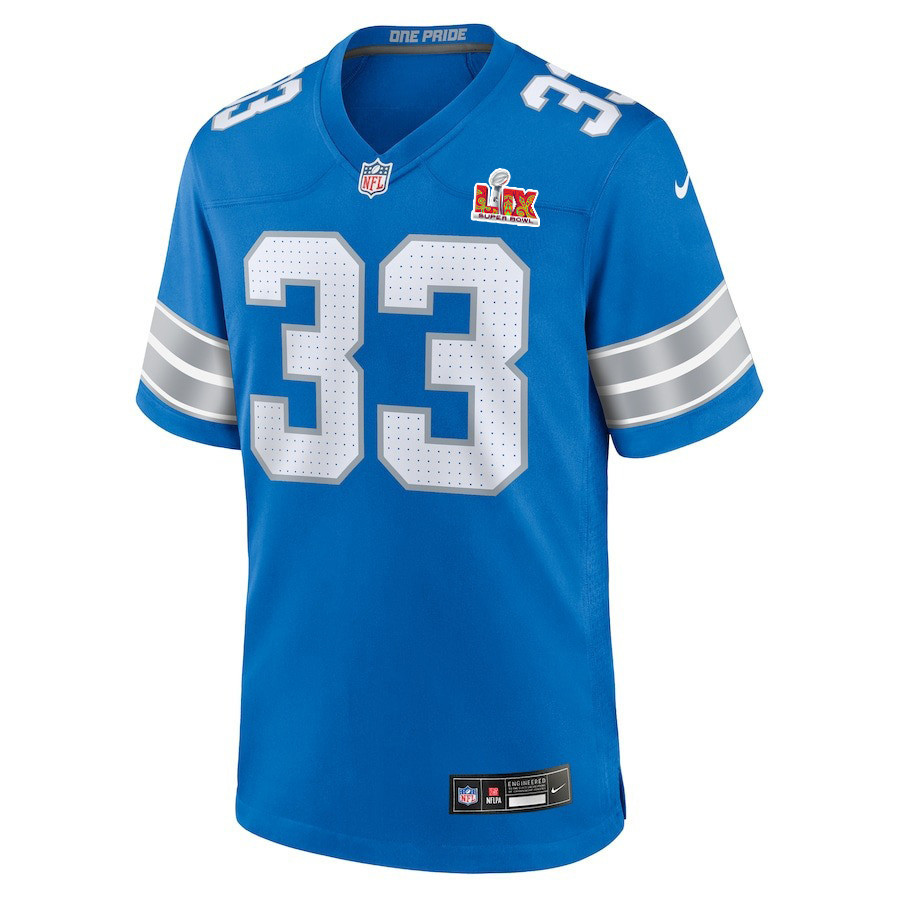 Sione Vaki #33 Detroit Lions Super Bowl LIX Jersey - Men's - Blue