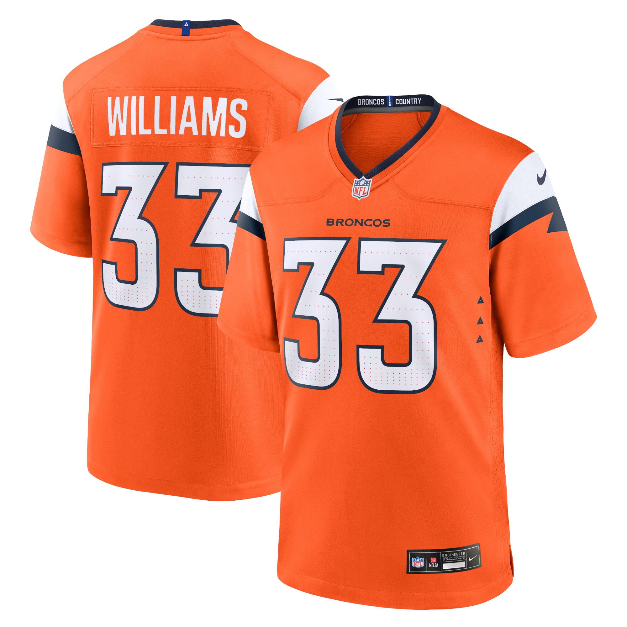 Javonte Williams Denver Broncos  Game Jersey - Orange