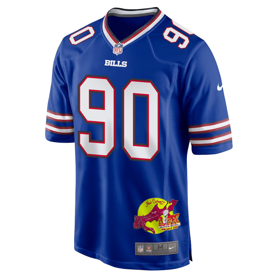 DeWayne Carter 90 Buffalo Bills Super Bowl LIX New Orleans Patch Game Men Jersey - Royal