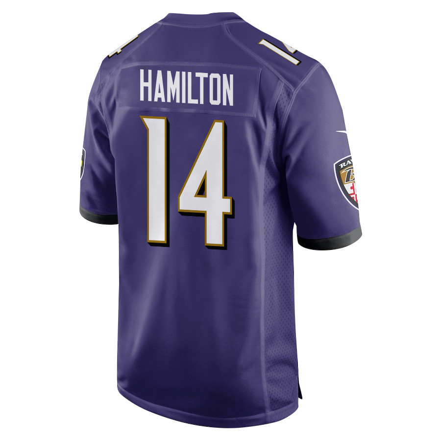Kyle Hamilton 14 Baltimore Ravens Super Bowl LIX New Orleans Patch Game Men Jersey - Purple
