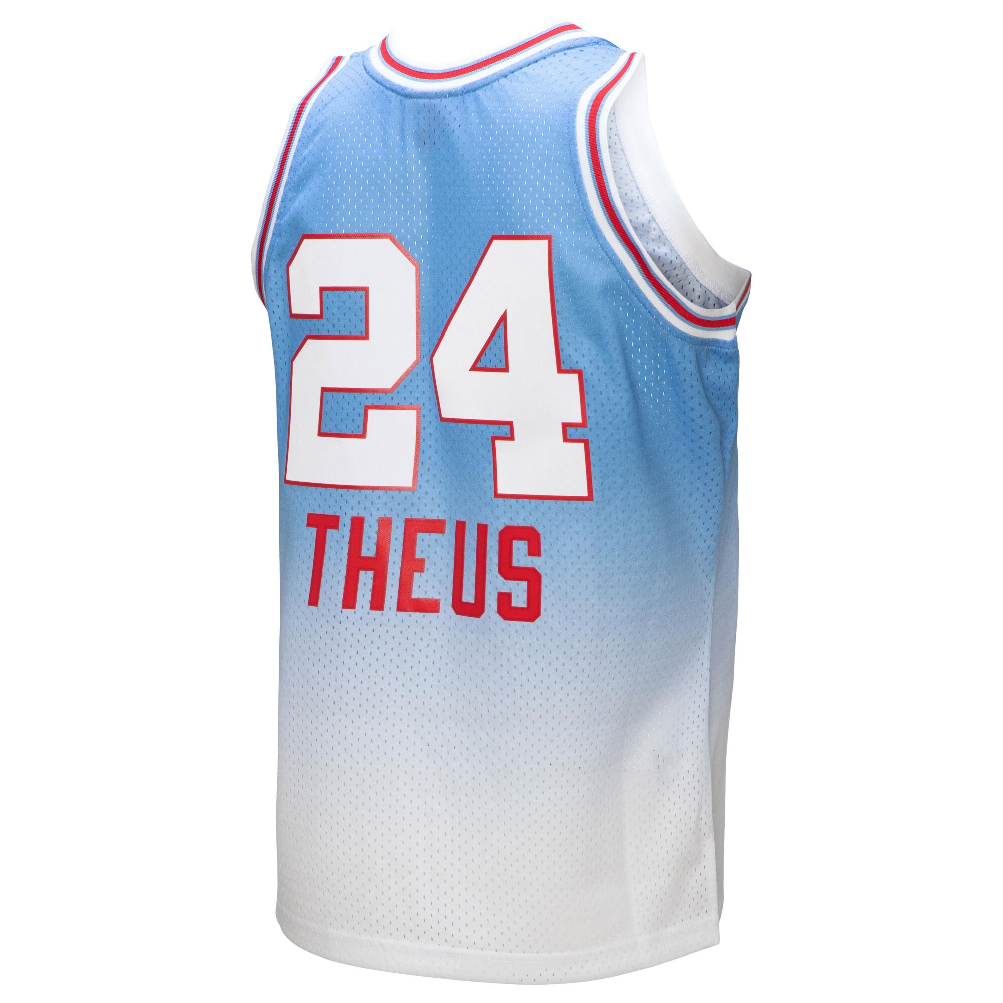 Reggie Theus Sacramento Kings Mitchell & Ness 1985\/86 Hardwood Classics Fadeaway Swingman Player Jersey - White\/Light Blue