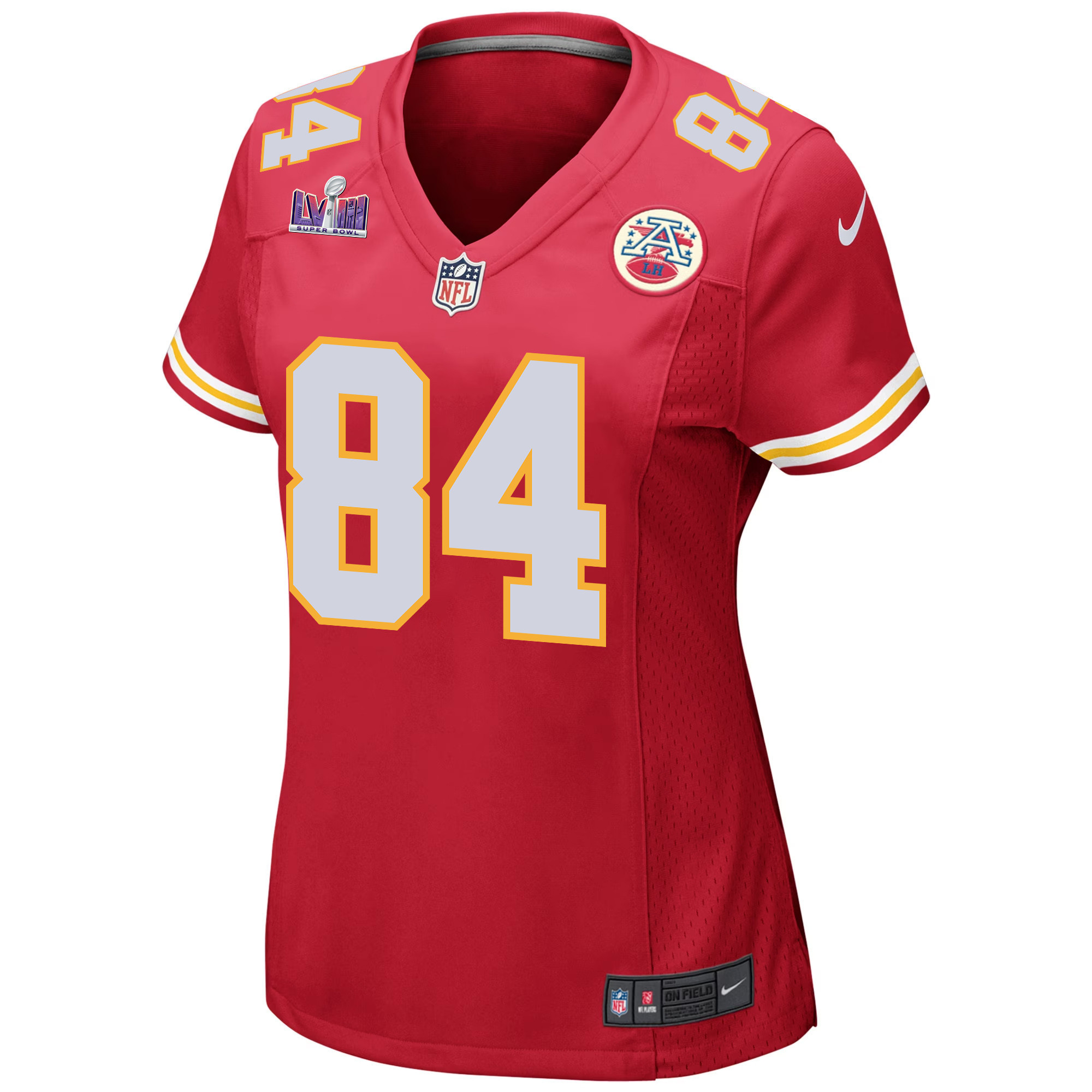 Justin Watson 84 Kansas City Chiefs Super Bowl LVIII Patch Game Women Jersey - Red