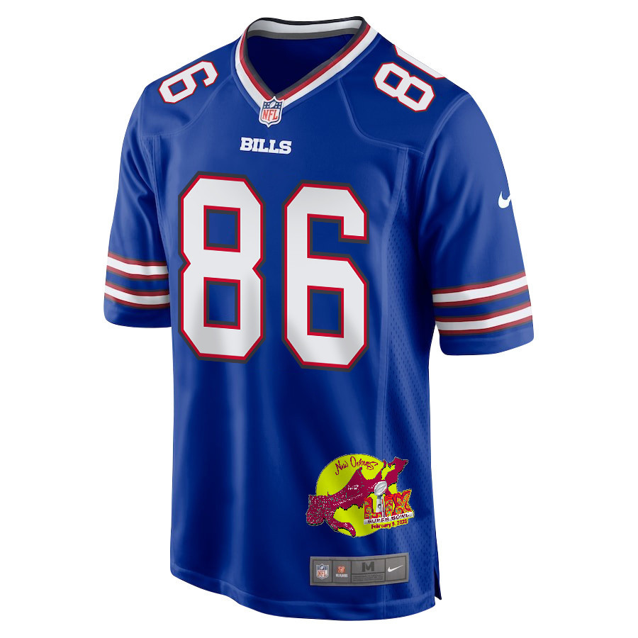 Dalton Kincaid 86 Buffalo Bills Super Bowl LIX New Orleans Patch Game Men Jersey - Royal