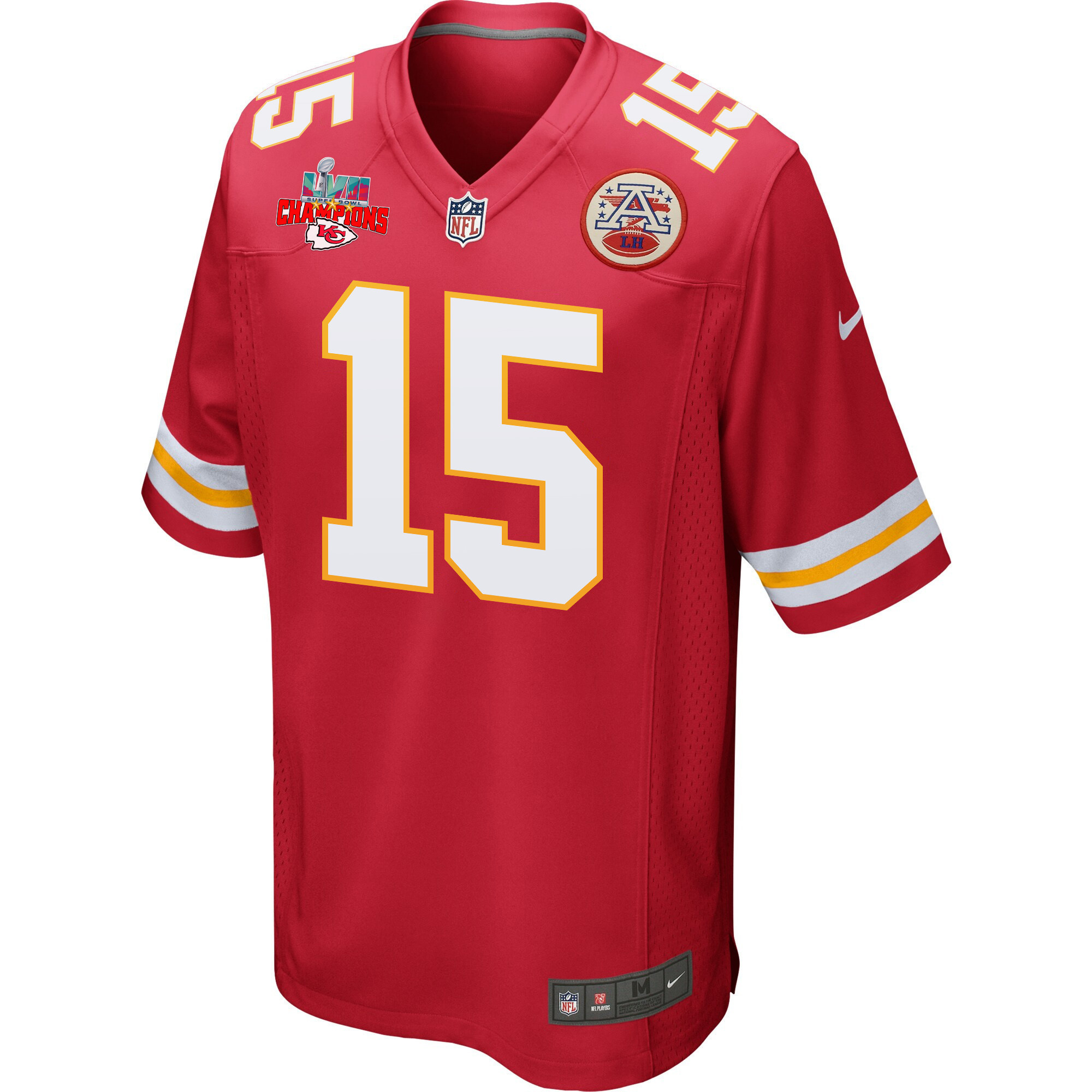 Patrick Mahomes 15 Kansas City Chiefs Super Bowl LVII Champions 3 Stars Men Game Jersey - Red