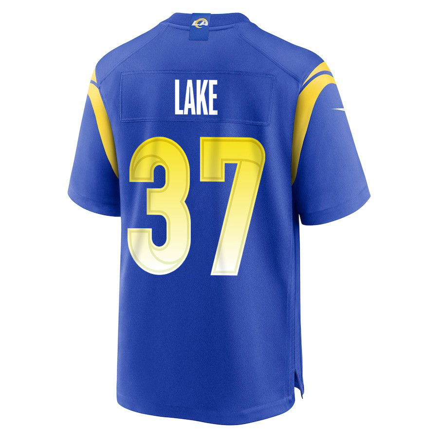 Quentin Lake 37 Los Angeles Rams Super Bowl LIX New Orleans Patch Game Men Jersey - Royal