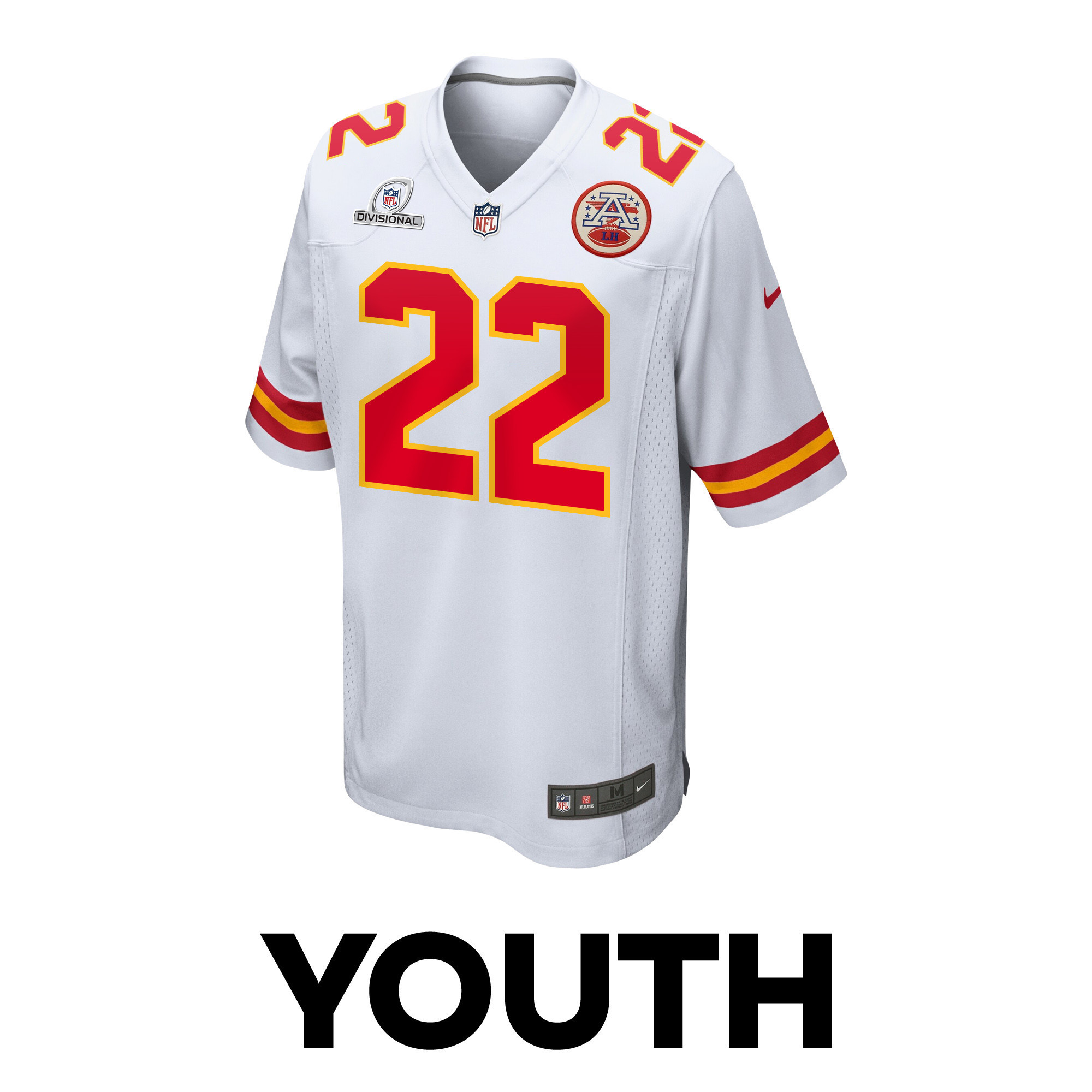 Trent McDuffie 22 Kansas City Chiefs Super Bowl LVIII Patch Game YOUTH Jersey - White