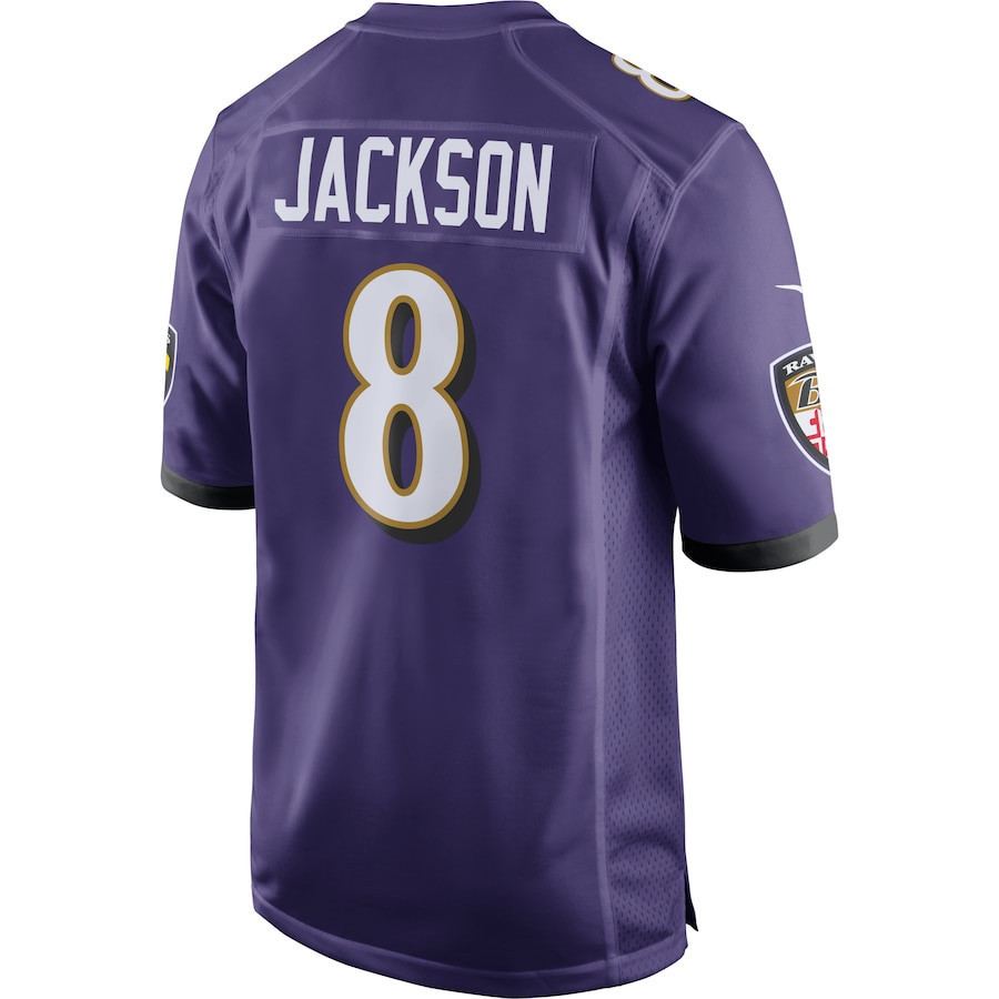 Lamar Jackson #8 Baltimore Ravens Super Bowl LIX Jersey - Men's - Purple