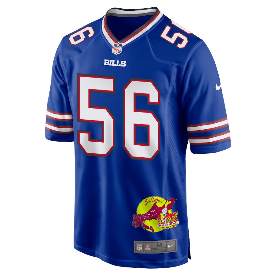Javon Solomon 56 Buffalo Bills Super Bowl LIX New Orleans Patch Game Men Jersey - Royal
