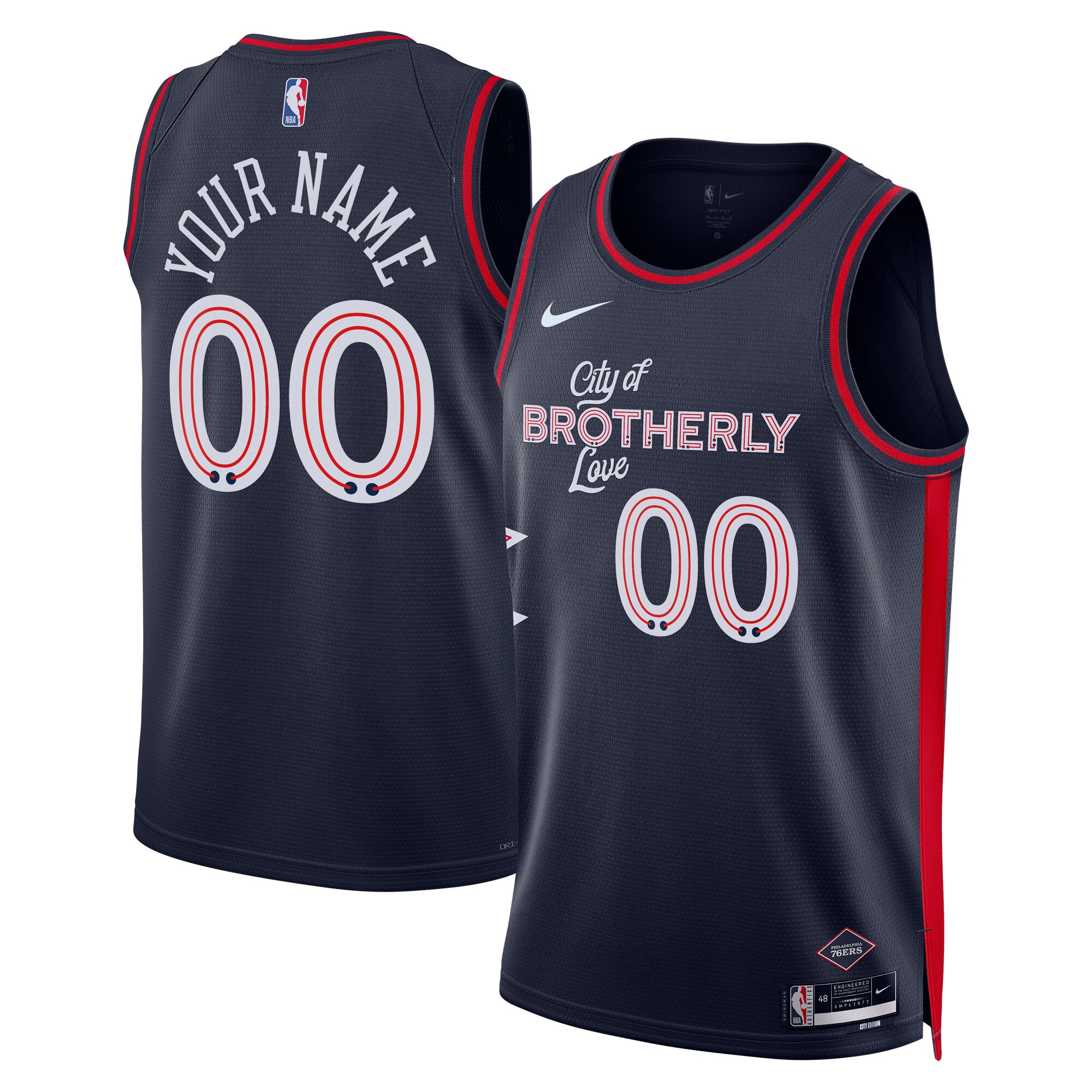 Philadelphia 76ers Unisex 2023\/24 Custom Swingman Jersey - Navy - City Edition