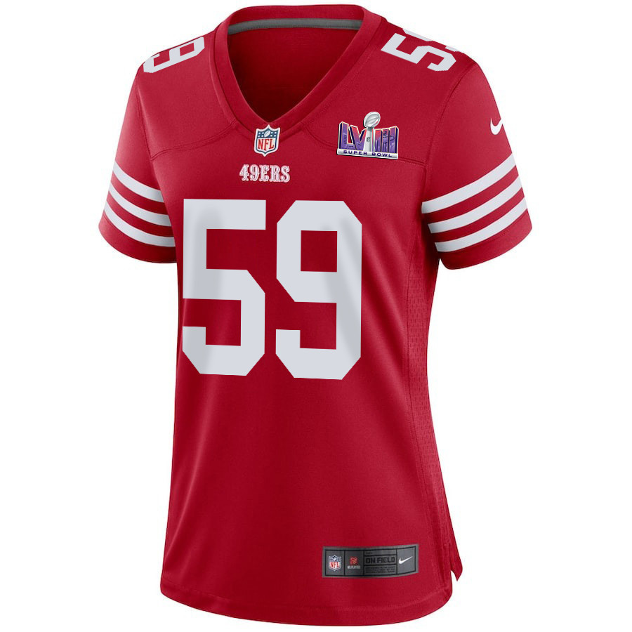Curtis Robinson 59 San Francisco 49ers Super Bowl LVIII Patch Game Women Jersey - Scarlet