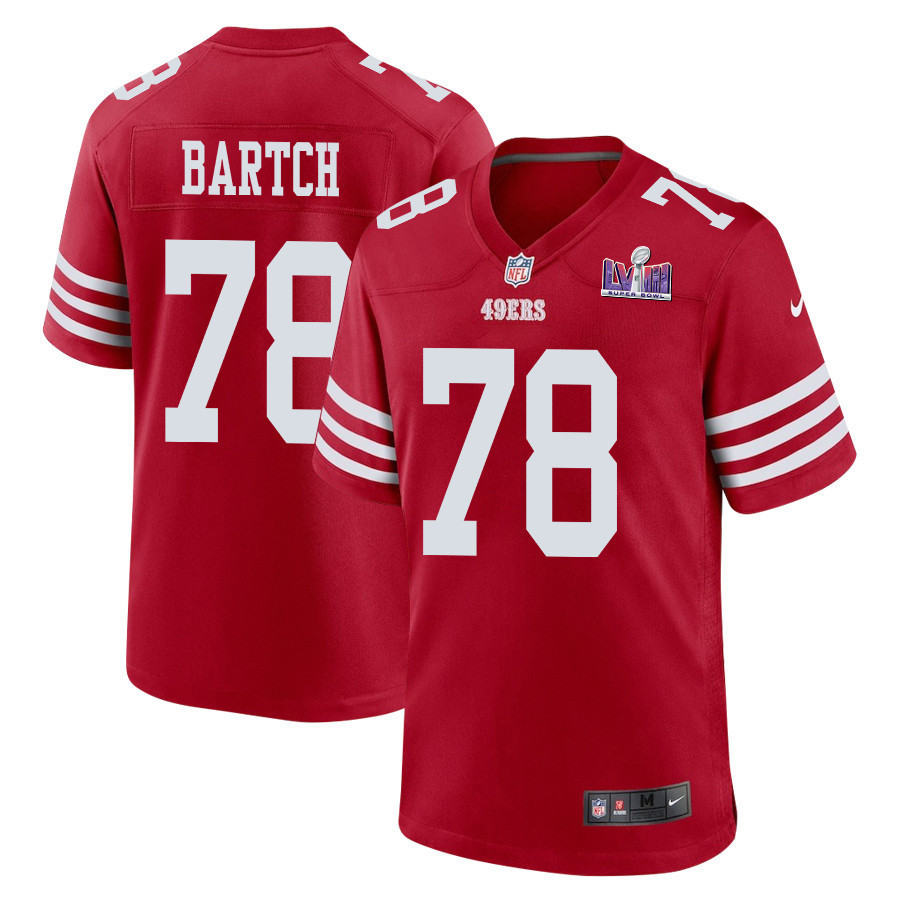 Ben Bartch 78 San Francisco 49ers Super Bowl LVIII Patch Game Men Jersey - Scarlet