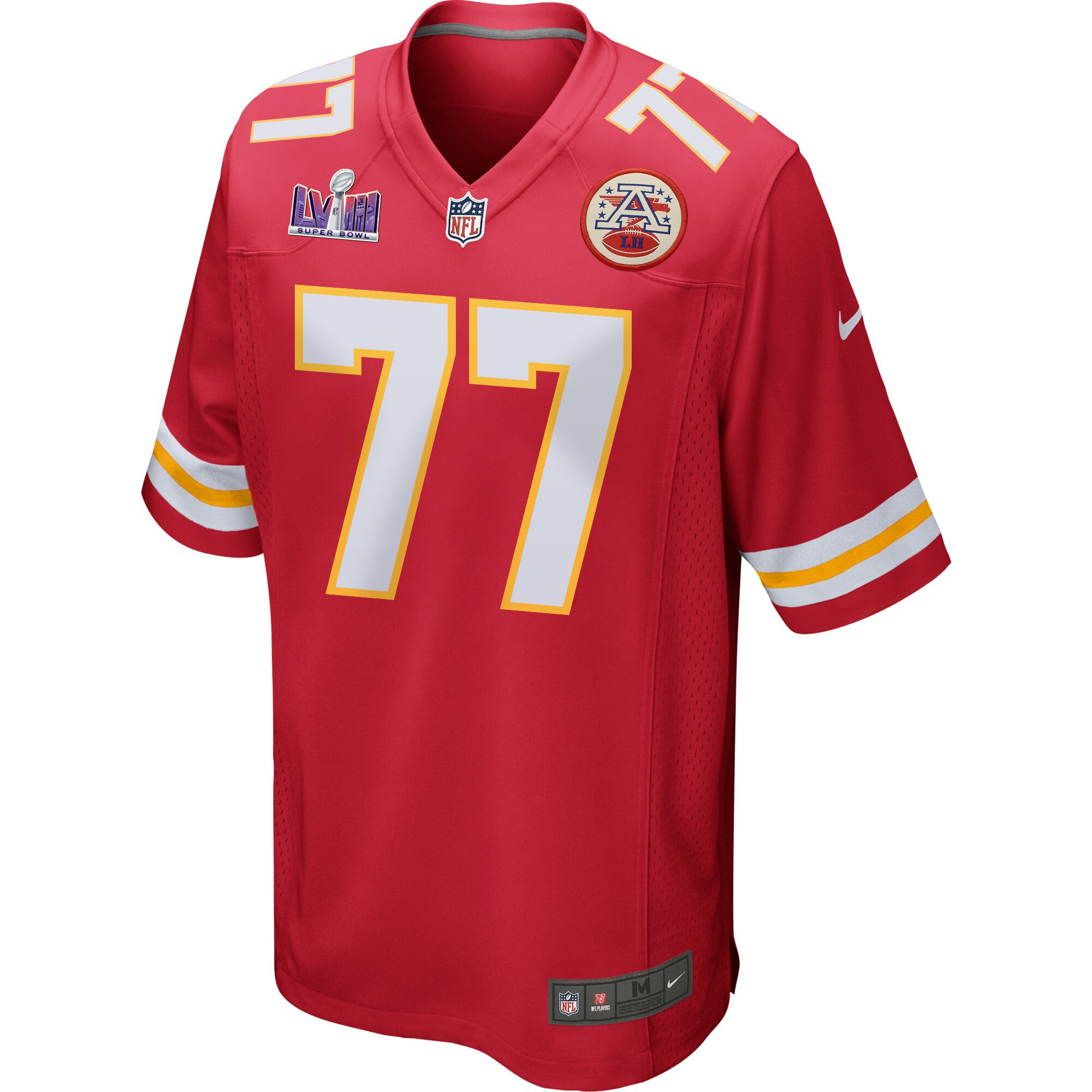 Lucas Niang 77 Kansas City Chiefs Super Bowl LVIII Patch Game Men Jersey - Red