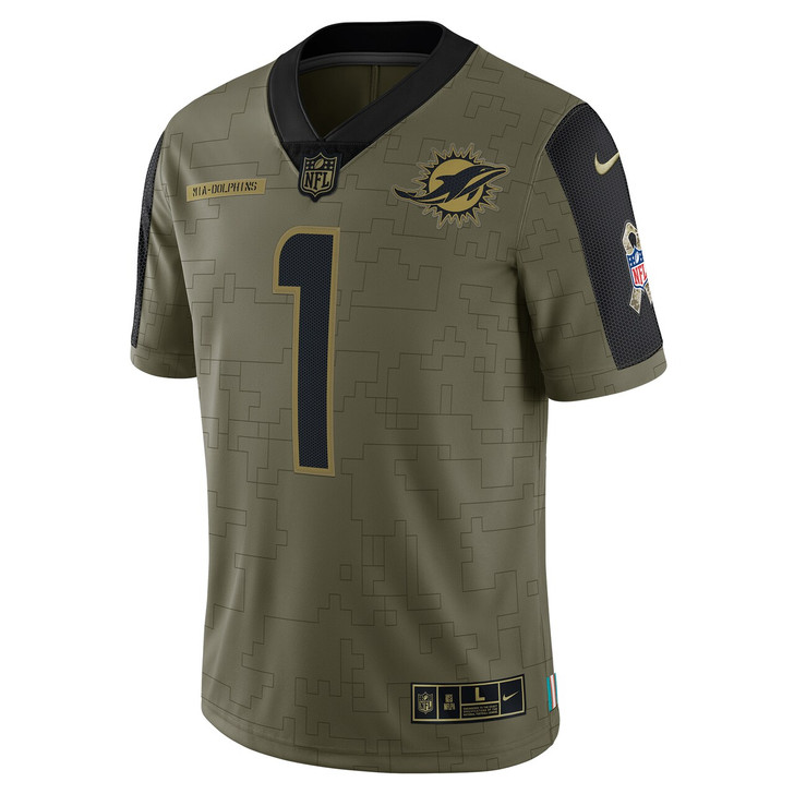 Tua Tagovailoa Miami Dolphins Salute To Service Limited Player Jersey - Olive