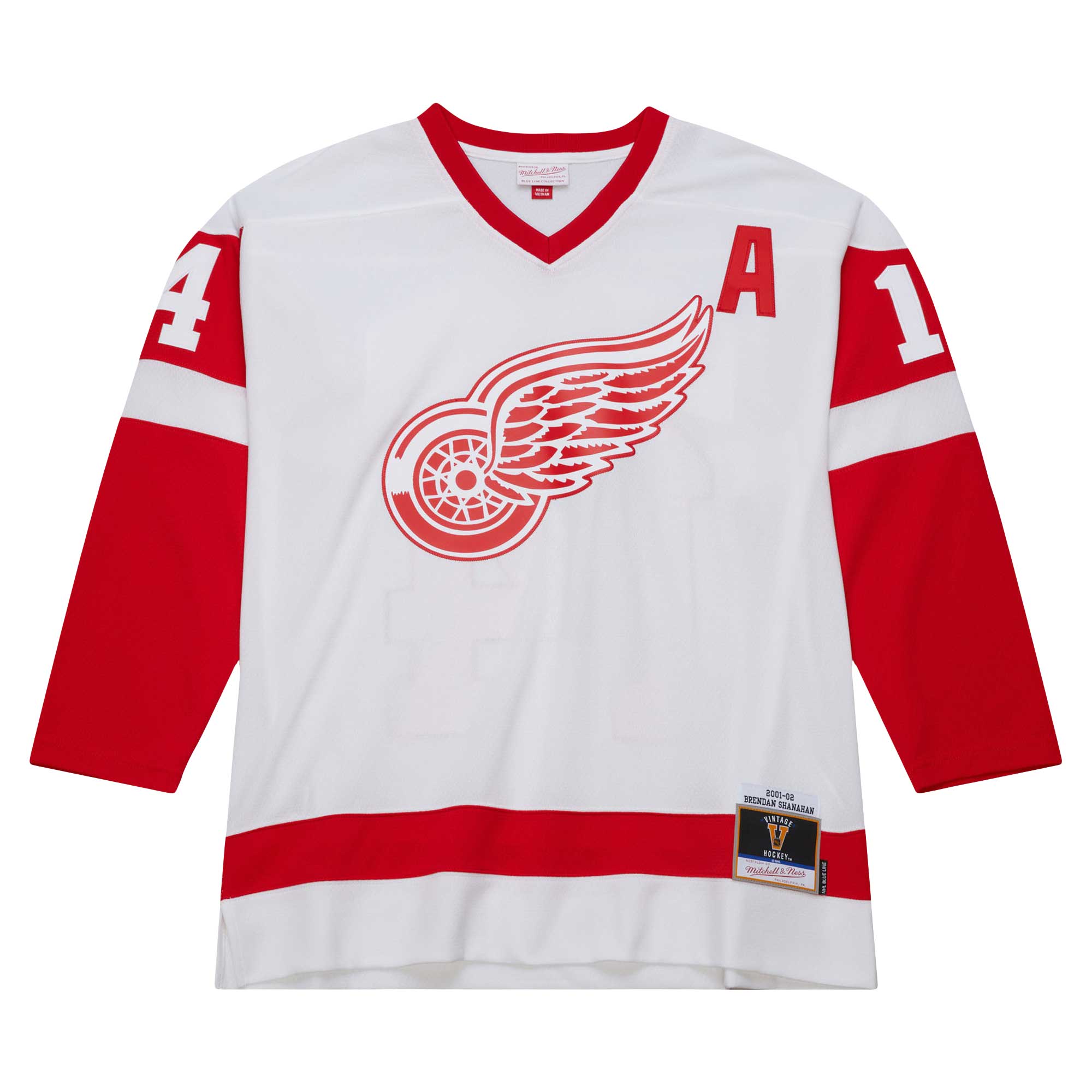 Brendan Shanahan Detroit Red Wings Mitchell & Ness 2001\/02 Alternate Captain Blue Line Player Jersey - White