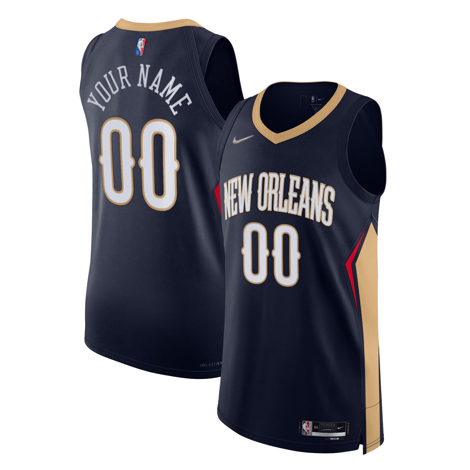 New Orleans Pelicans 2021\/22 Diamond Authentic Custom Jersey - Icon Edition - Navy