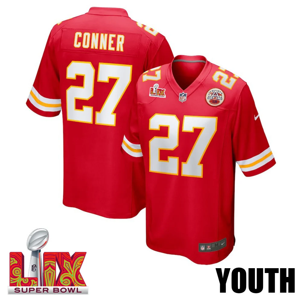 Chamarri Conner #27 Kansas City Chiefs Super Bowl LIX YOUTH Jersey - Red