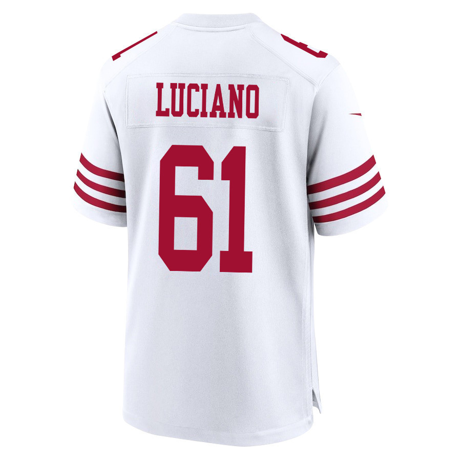 Corey Luciano 61 San Francisco 49ers Super Bowl LVIII Patch Game Men Jersey - White