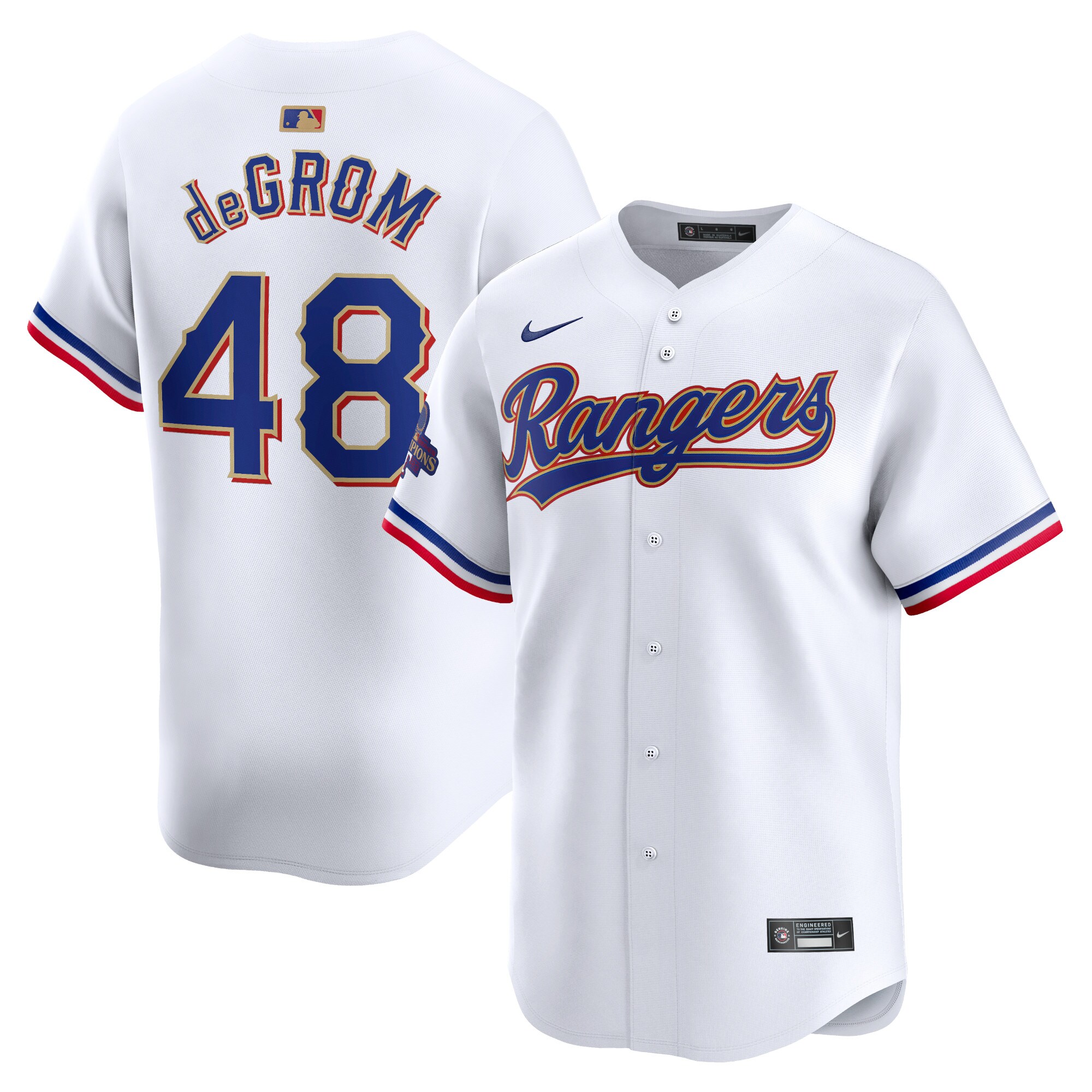 Jacob deGrom Texas Rangers 2024 Gold Collection Limited Player Jersey White