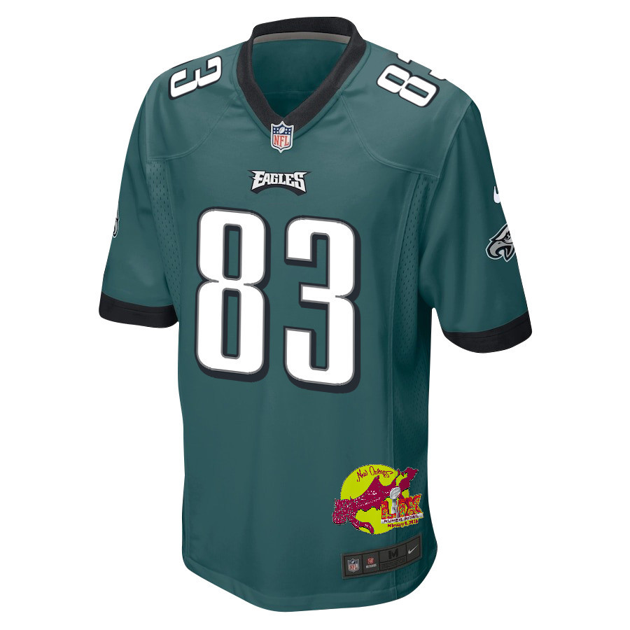 Jahan Dotson 83 Philadelphia Eagles Super Bowl LIX New Orleans Patch Game Men Jersey - Midnight Green