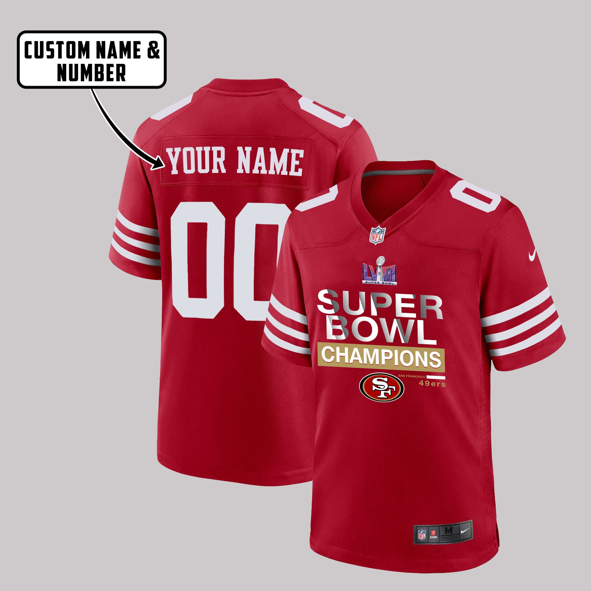 San Francisco 49ers Super Bowl LVIII Game Style Jersey - Men, Red V1