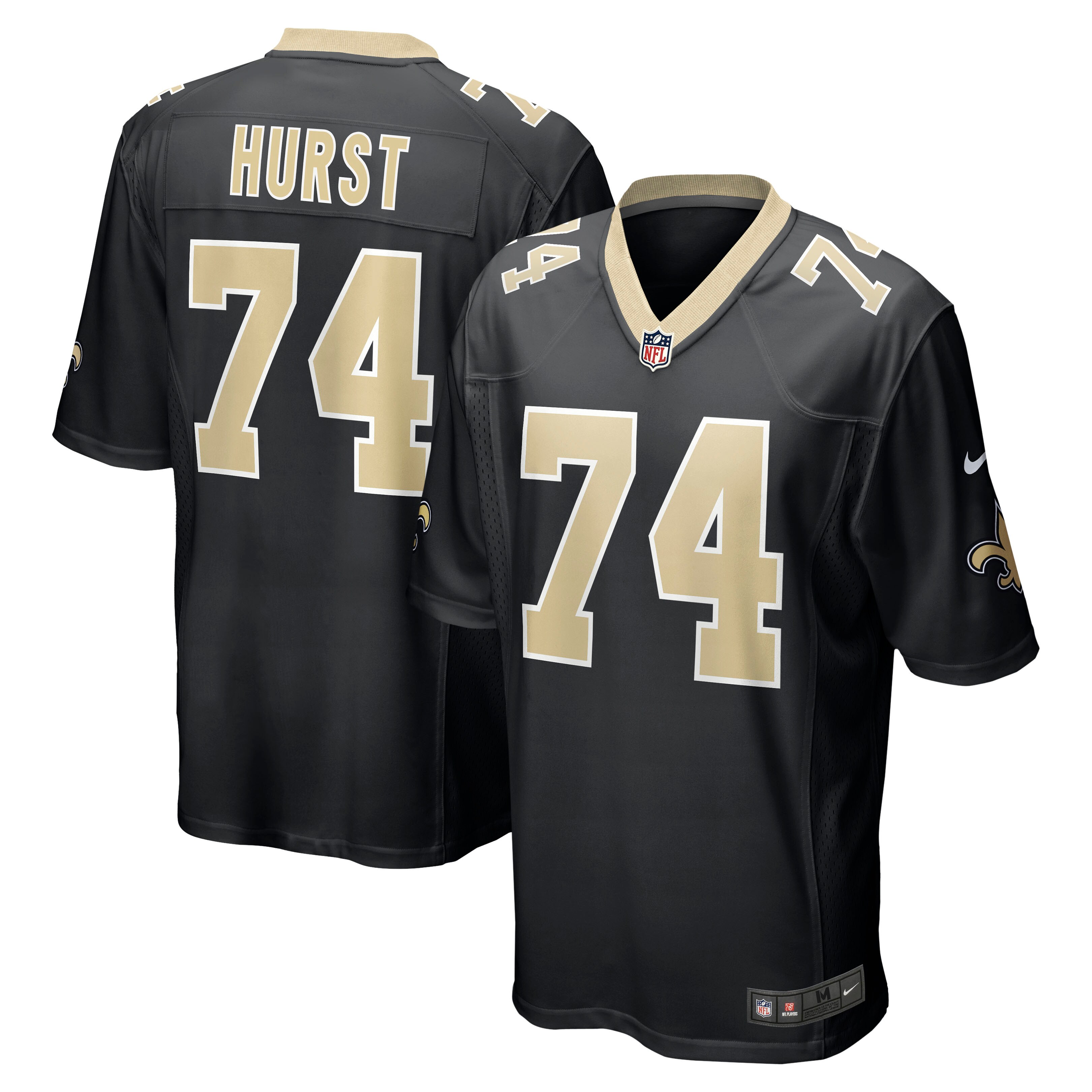 James Hurst New Orleans Saints  Game Jersey - Black