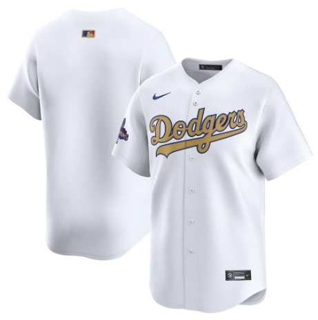 Los Angeles Dodgers White 2025 Gold Collection Limited Custom Jersey