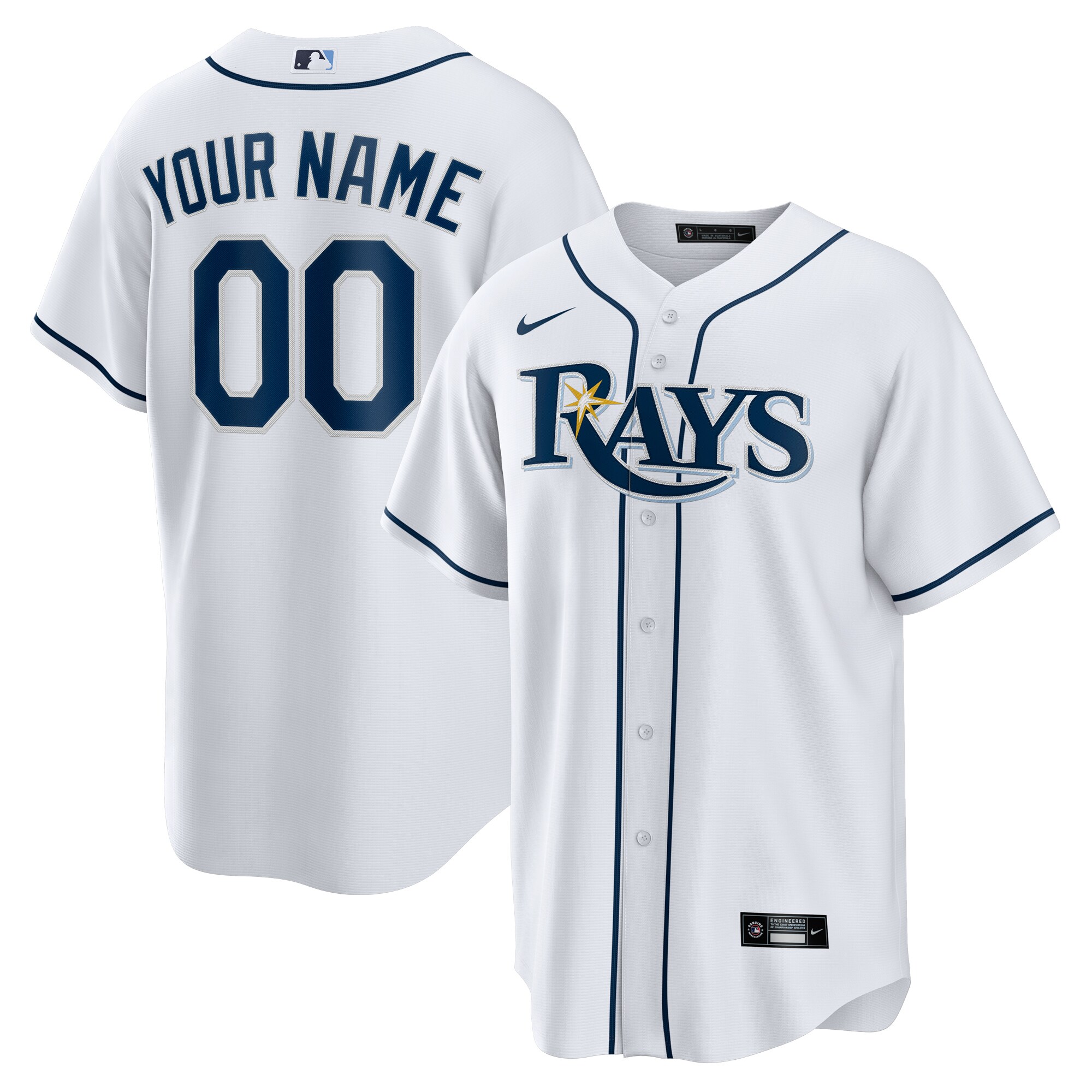 Tampa Bay Rays  Home Replica Custom Jersey - White