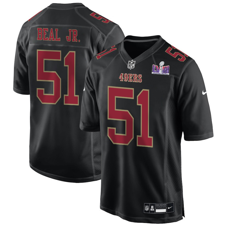 Robert Beal Jr. 51 San Francisco 49ers Super Bowl LVIII Patch Fashion Game Men Jersey - Carbon Black