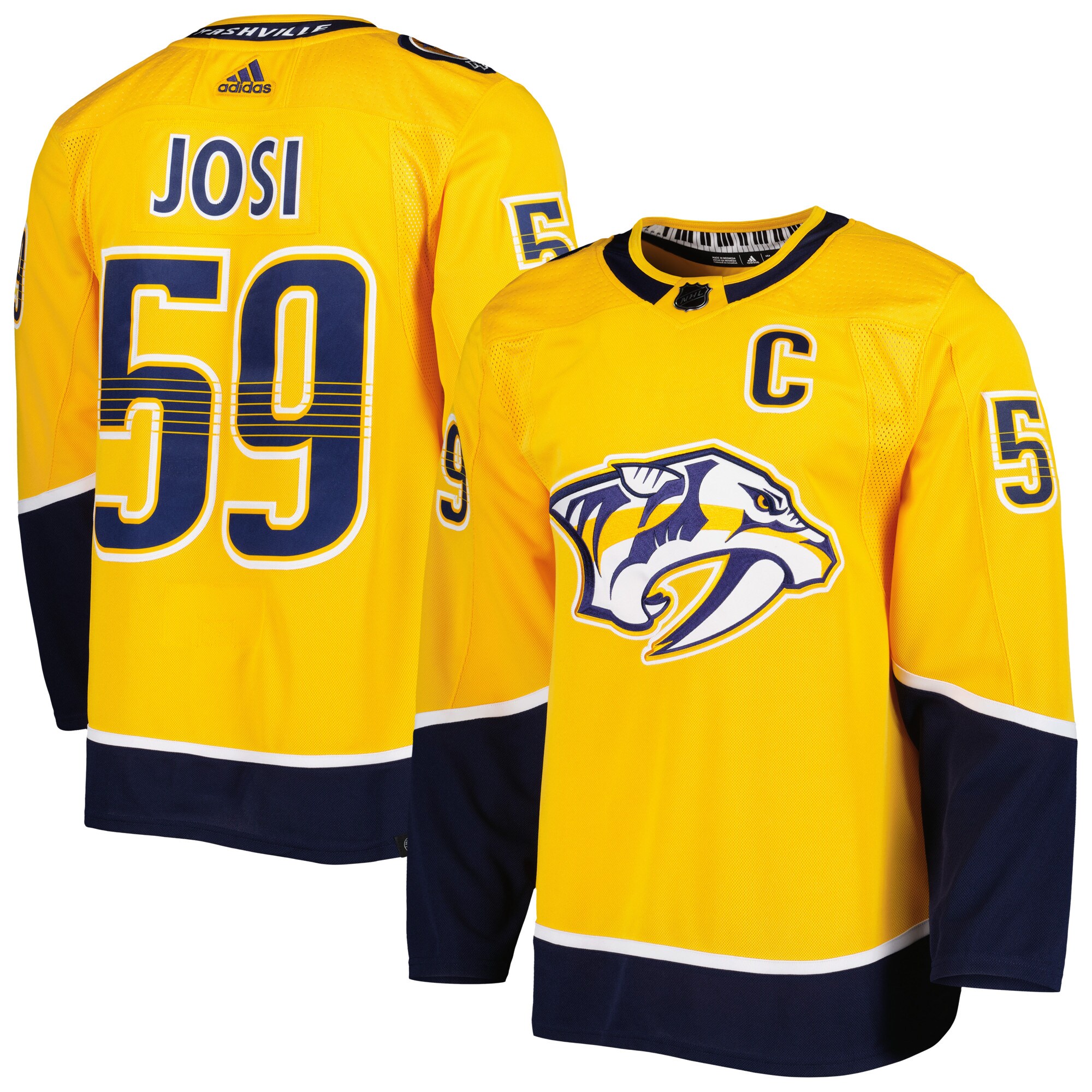Roman Josi Nashville Predators adidas Primegreen Authentic Player Jersey - Gold