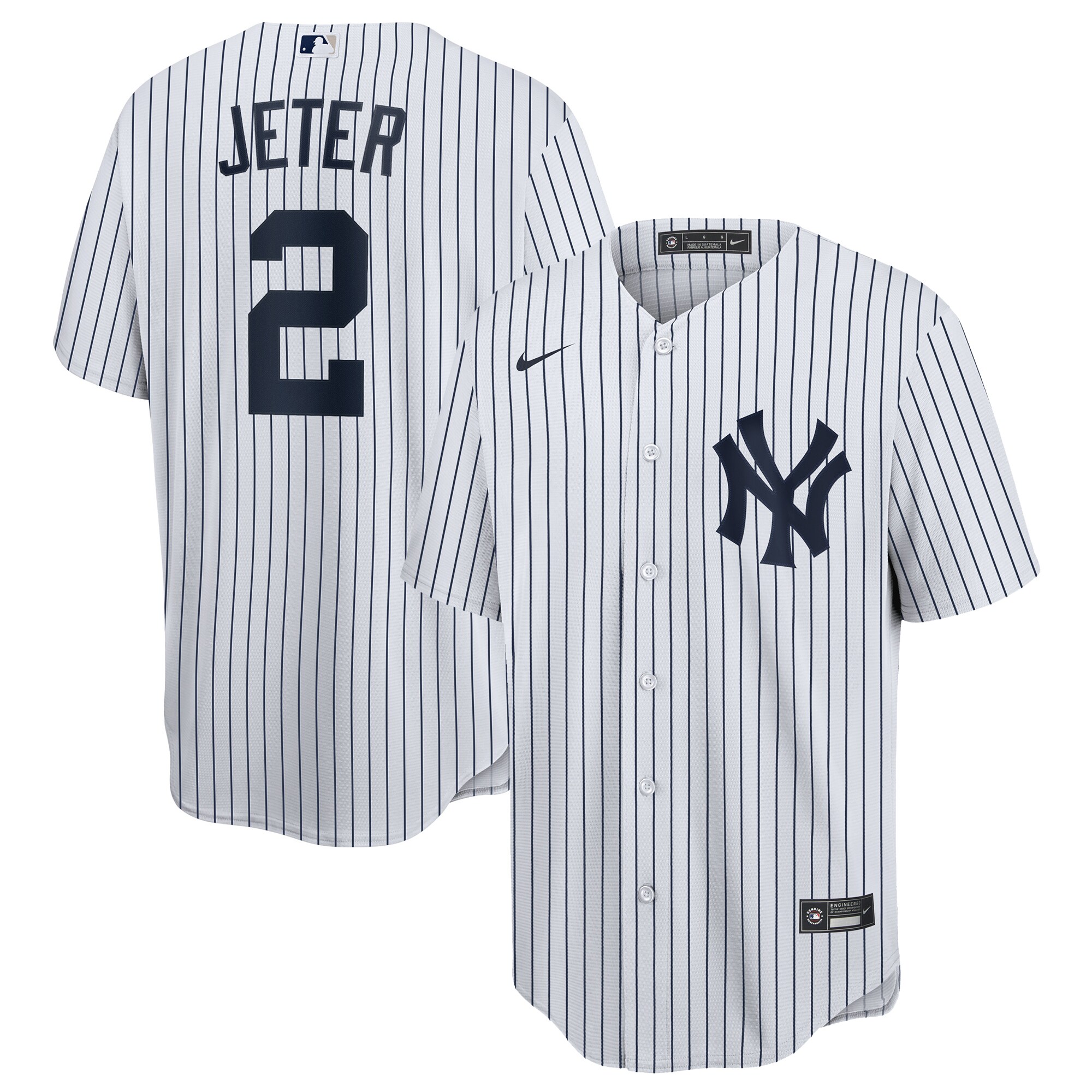 Derek Jeter New York Yankees Home Replica Player Name Jersey - White\/Navy