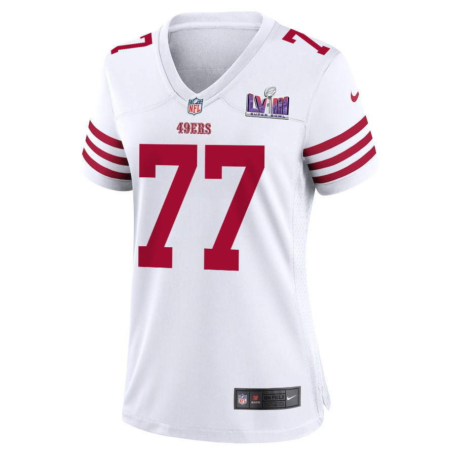 Alfredo Gutierrez 77 San Francisco 49ers Super Bowl LVIII Patch Game Women Jersey - White