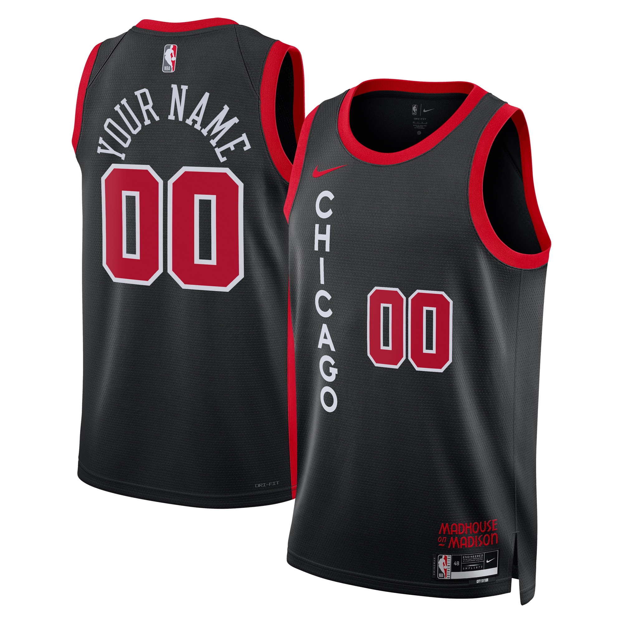 Chicago Bulls Unisex 2023\/24 Custom Swingman Jersey - Black - City Edition