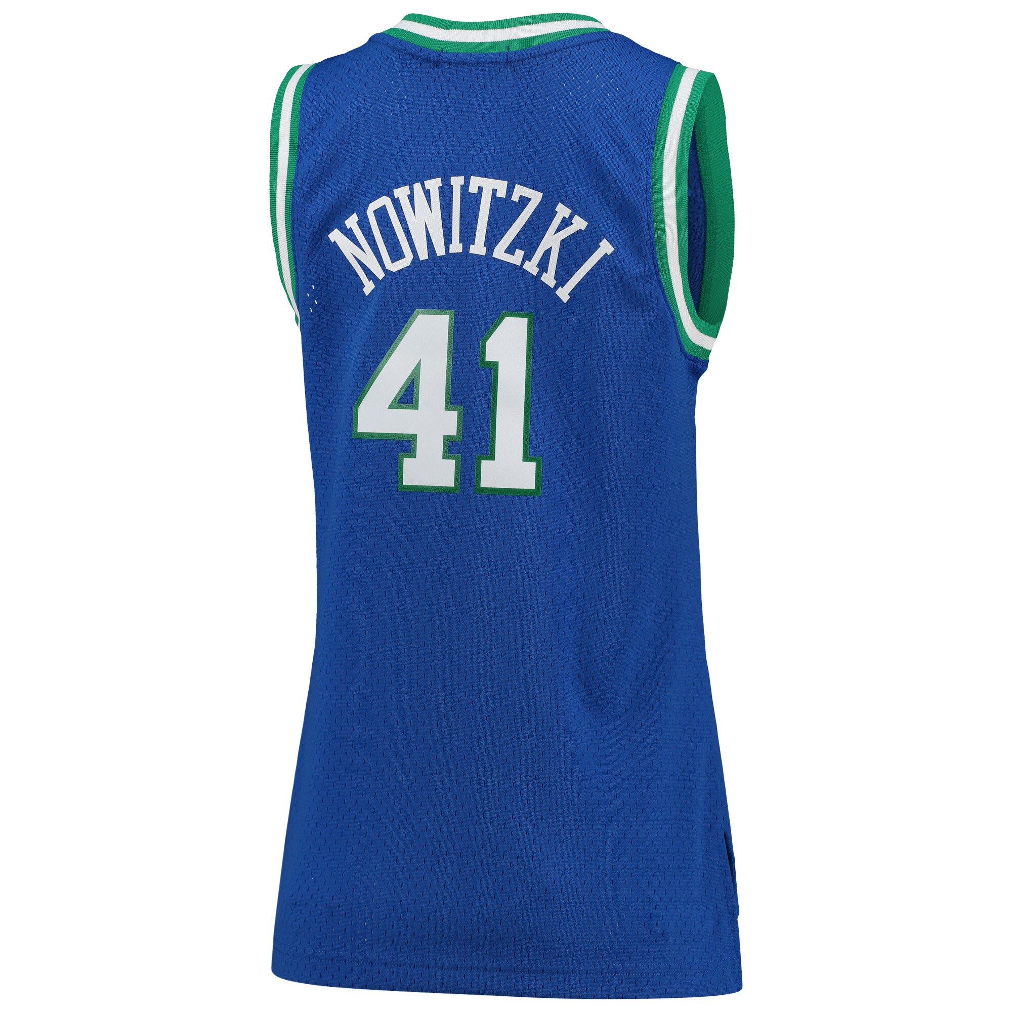 Dirk Nowitzki Dallas Mavericks Mitchell & Ness Women's  Hardwood Classics Swingman Jersey - Blue