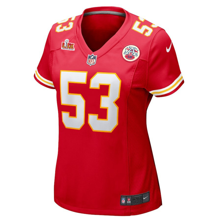 BJ Thompson #53 Kansas City Chiefs Super Bowl LIX Women's Jersey - Red