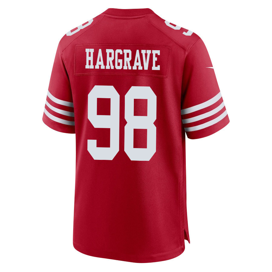 Javon Hargrave 98 San Francisco 49ers Super Bowl LVIII Patch Game Men Jersey - Scarlet