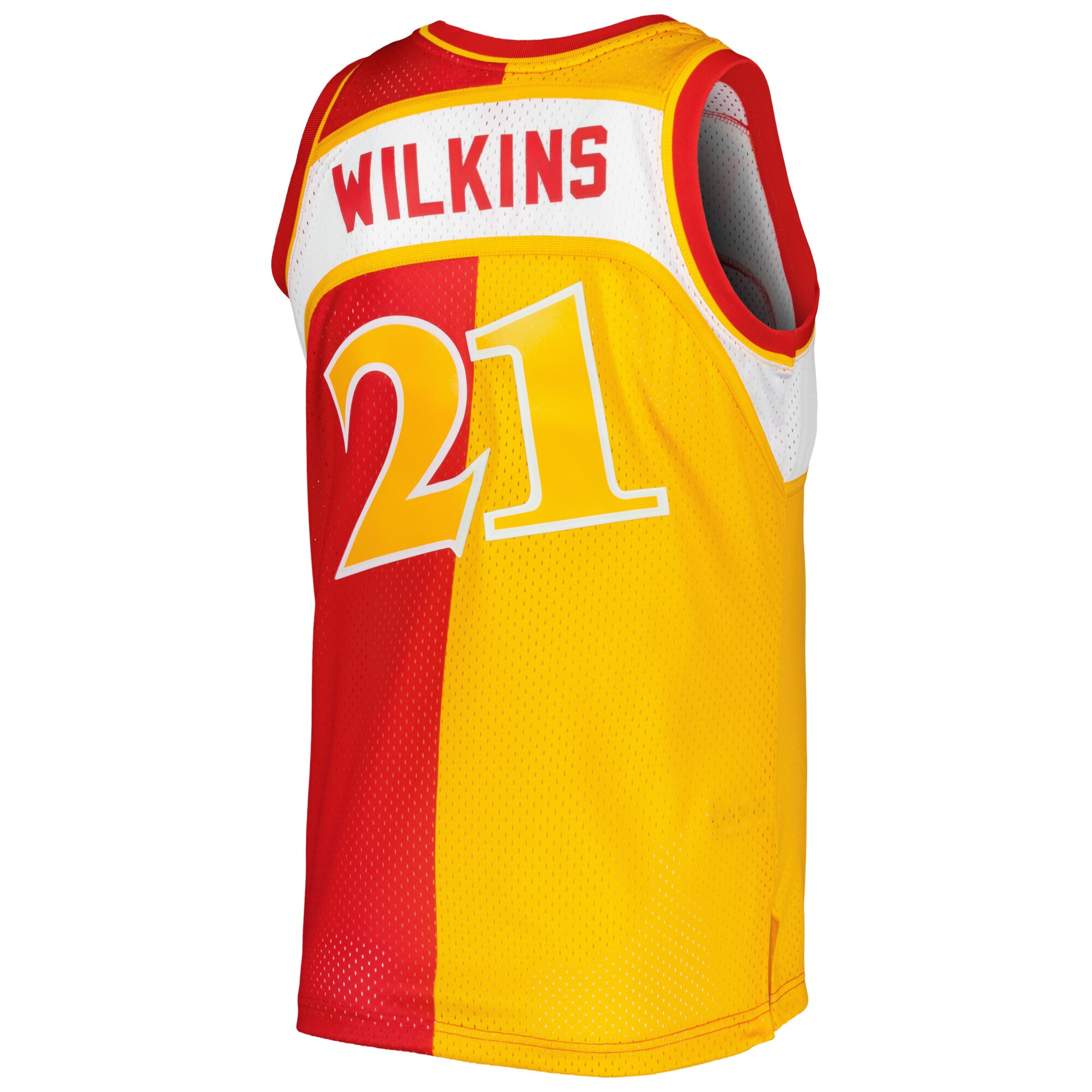 Dominique Wilkins Atlanta Hawks Mitchell & Ness Hardwood Classics 1986\/87 Split Swingman Jersey - Yellow\/Red