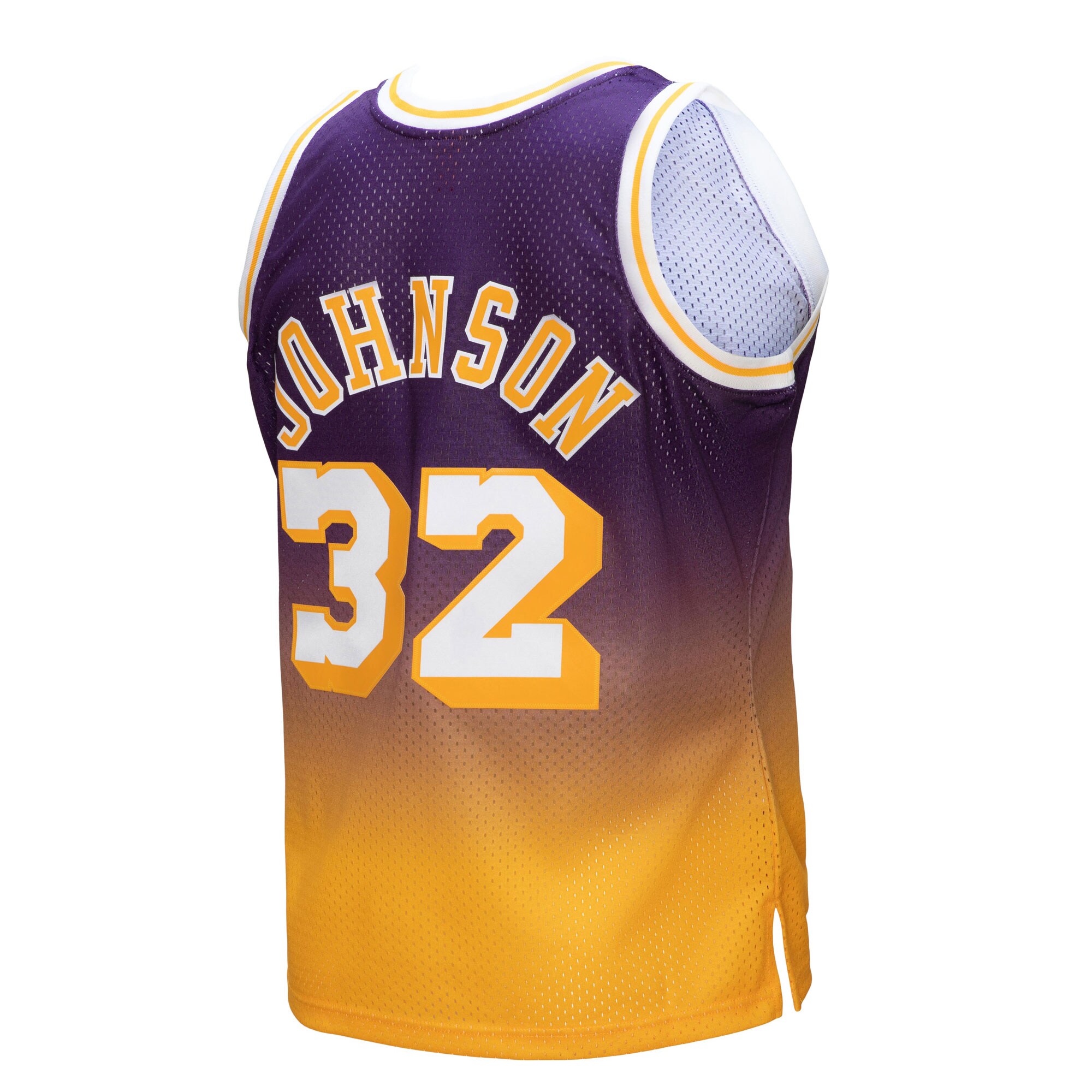 Magic Johnson Los Angeles Lakers Mitchell & Ness 1984\/85 Hardwood Classics Fadeaway Swingman Player Jersey - Gold\/Purple