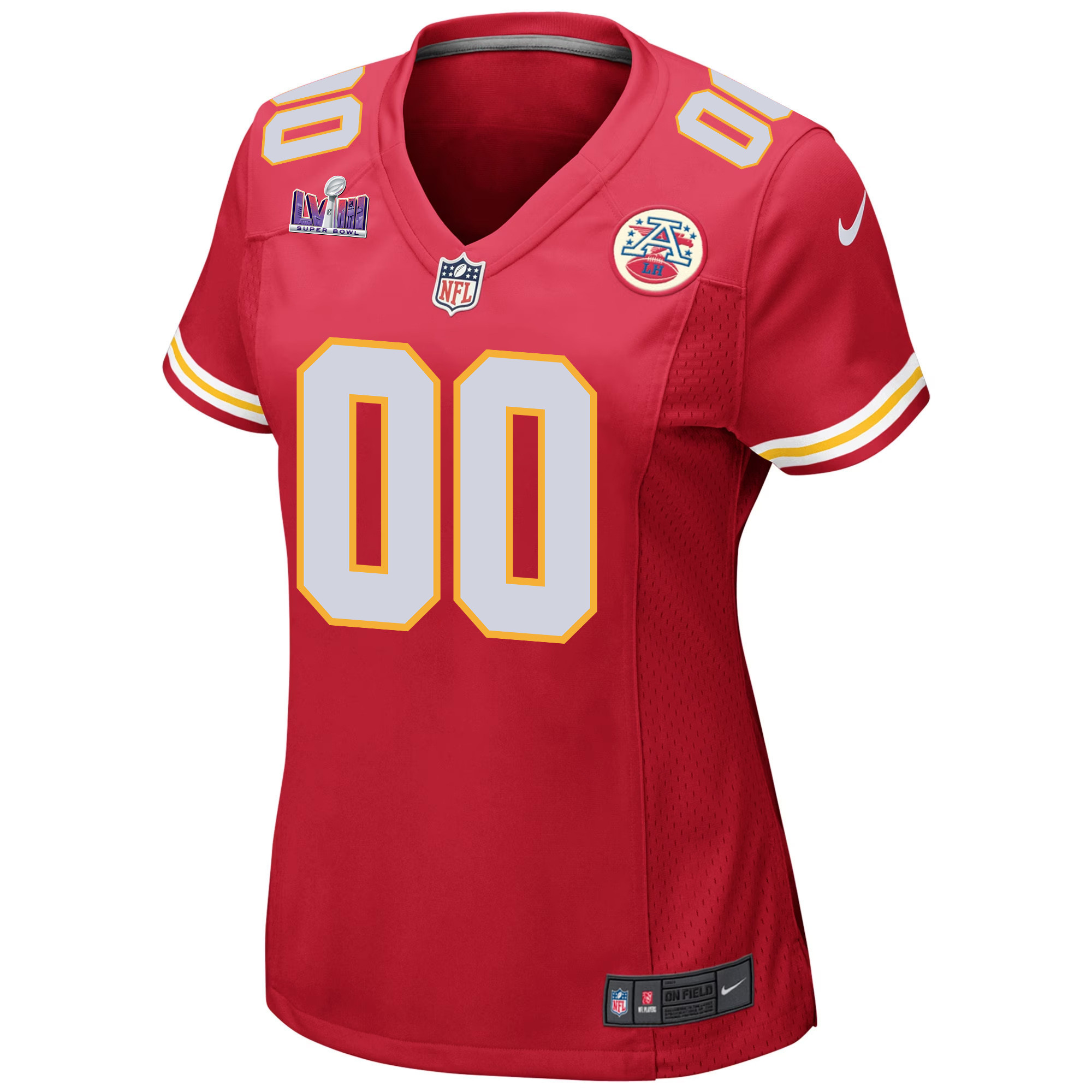 Kansas City Chiefs Super Bowl LVIII Patch Game Custom Women Jersey - Red