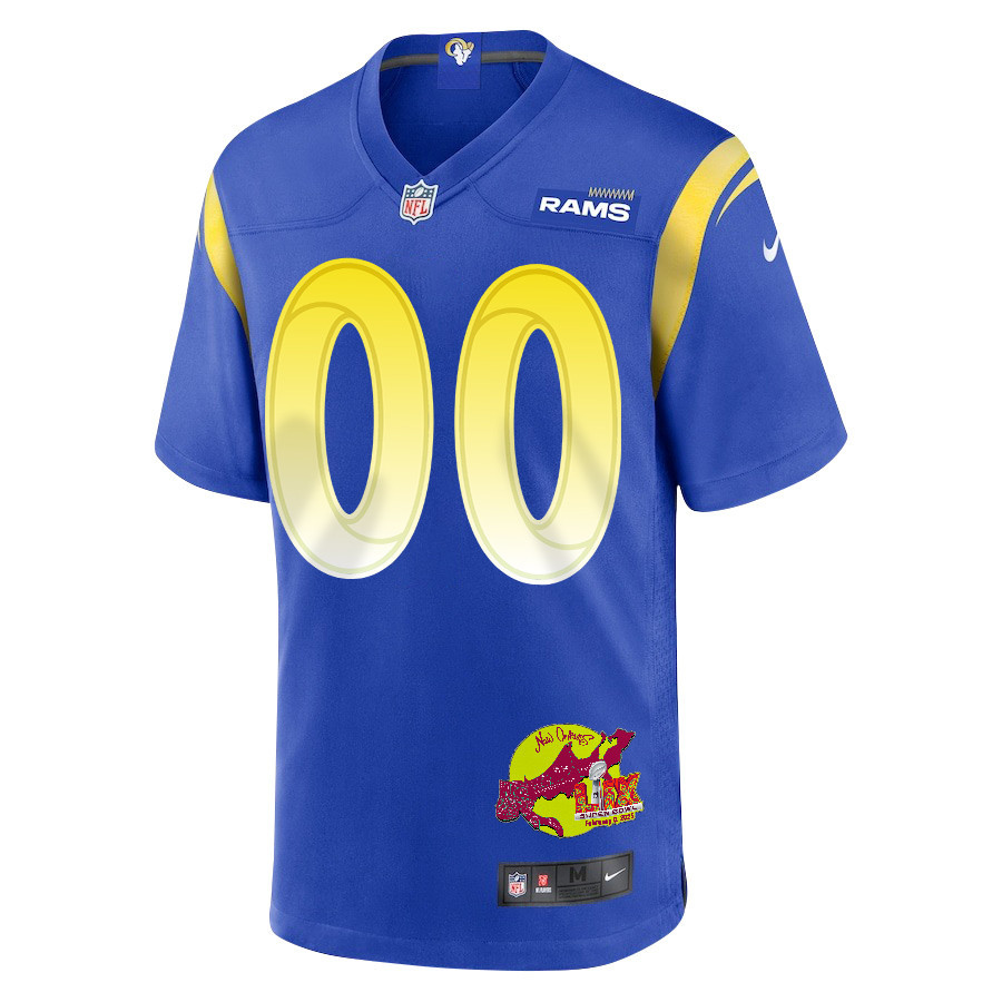 Los Angeles Rams Super Bowl LIX New Orleans Patch Game Men Custom Jersey - Royal