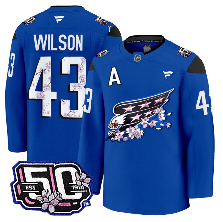 Men Tom Wilson Jersey #43 Washington Capitals 50th Anniversary Cherry Blossom