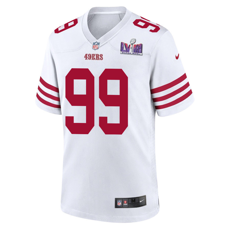 Javon Kinlaw 99 San Francisco 49ers Super Bowl LVIII Patch Game Men Jersey - White